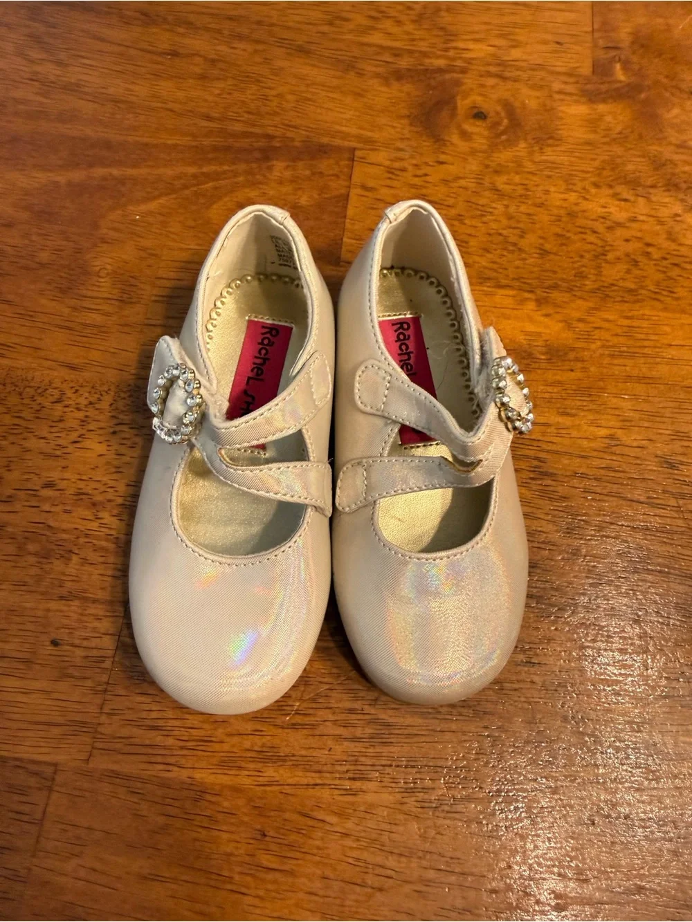 Rachel Shoes Portia Girls Ivory Shimmer Iridescent Mary Jane Dress Shoes size 6